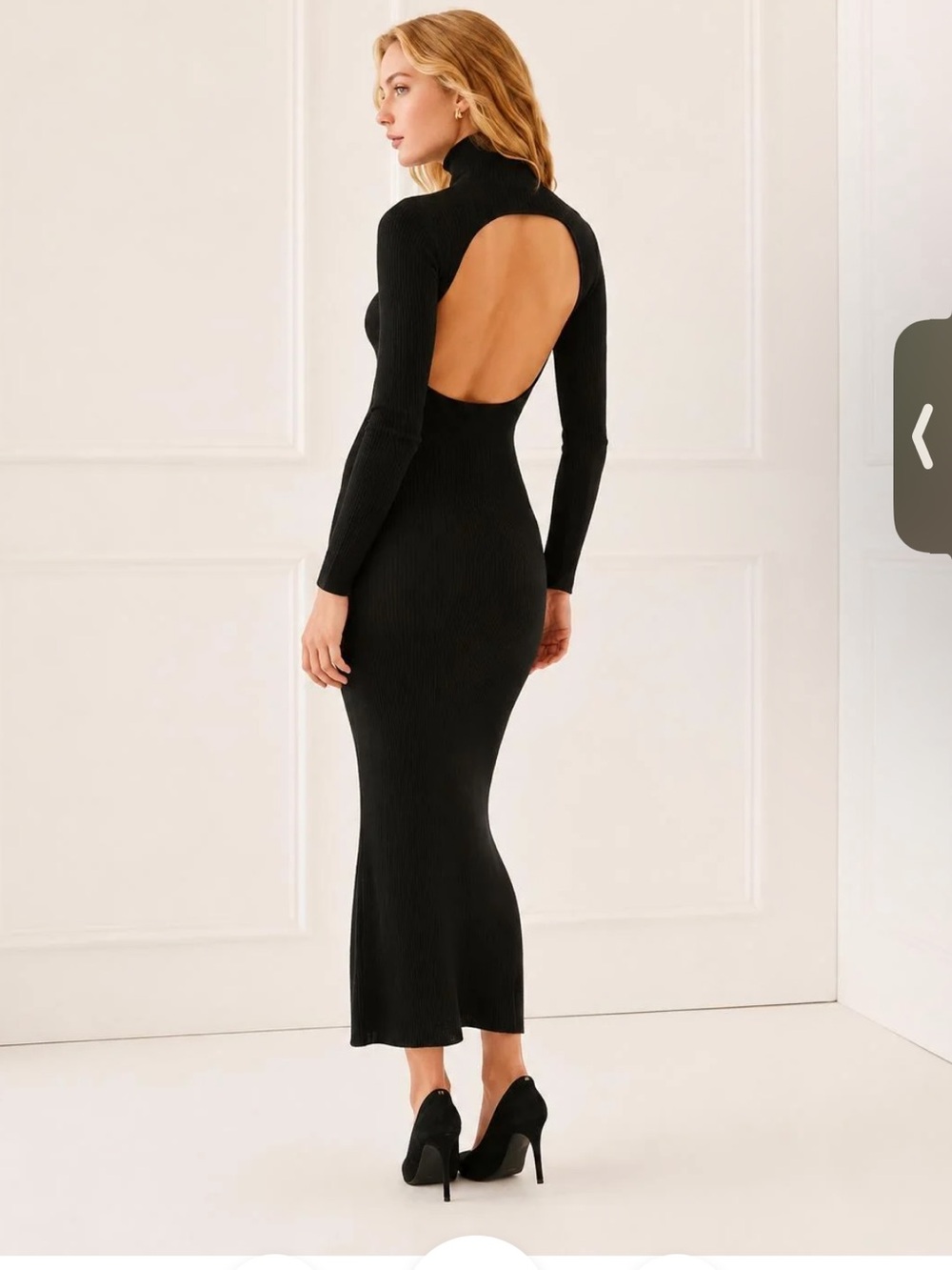 Something Navy Turtleneck Open Back Sweater Maxi Dress Black NWT!! XS